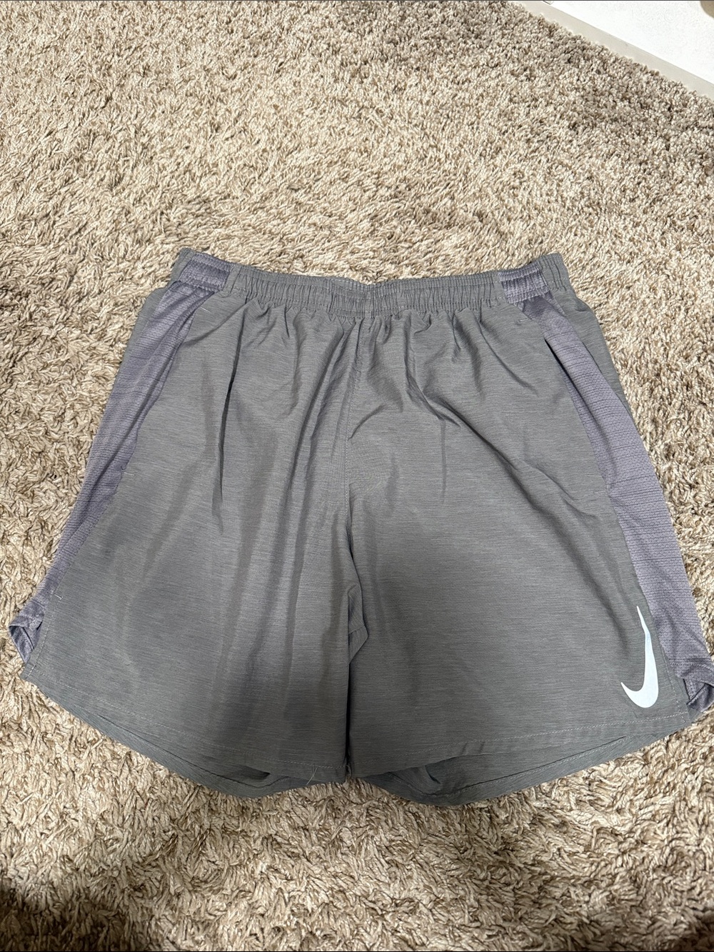 Nike Light Gray Dri-FIT Training Shorts with Black Swoosh